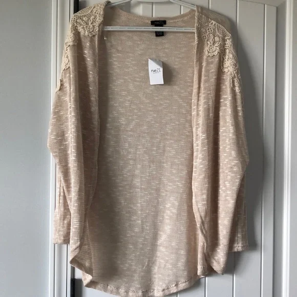 Rue 21 Cardigan Sweater Women's Size Small Tan Cream Brown NWT - Picture 1 of 8